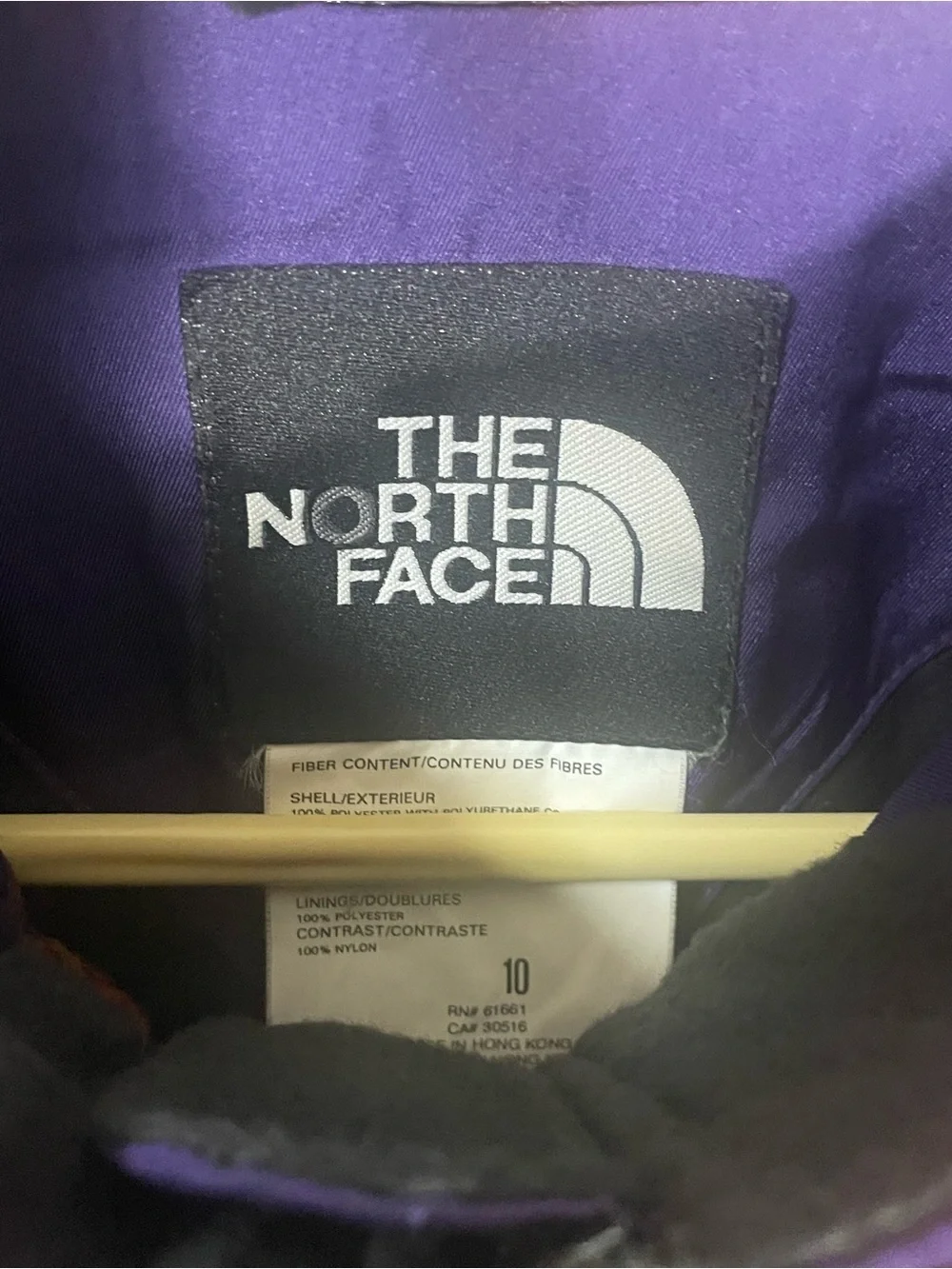 VINTAGE 90's THE NORTH FACE Purple Snow Ski Jacket Coat Size 10 Missing Belt